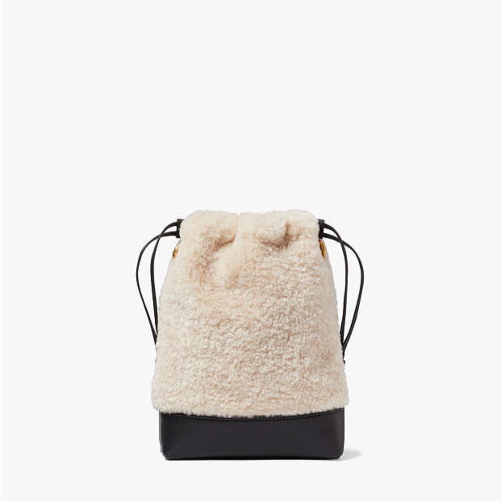 ♠️kate spade Eva Faux Shearling Bucket Phone Crossbody, Natural NWT - Picture 7 of 8